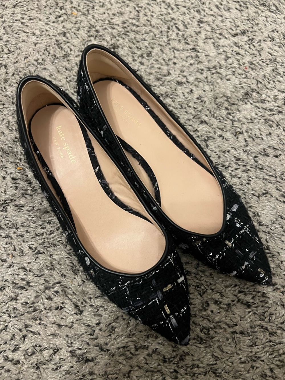Kate Spade New York Black Tweed Pointed Toe Pumps